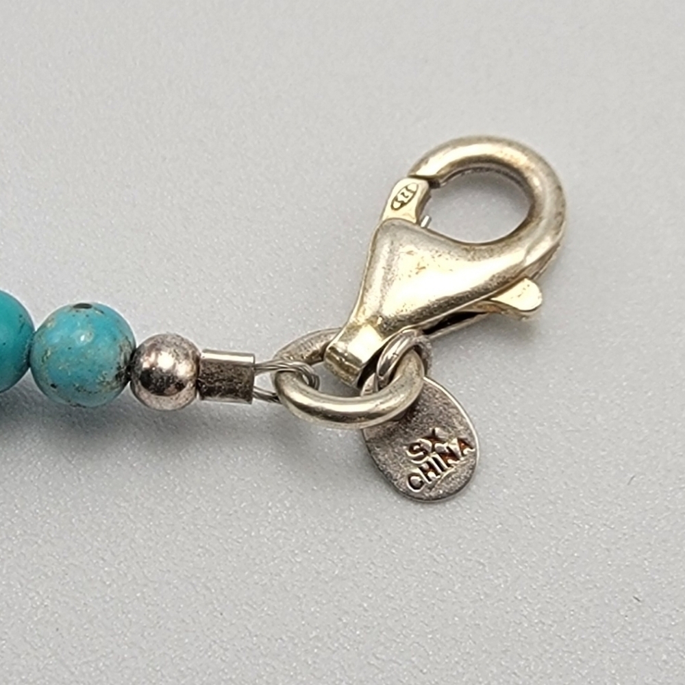 Genuine Turquoise 925 Sterling Silver Hematite Beaded Necklace 11x14mm Beads - Picture 11 of 11